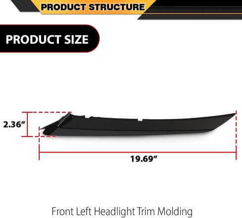 Front Left Headlight Trim Molding Compatible with Toyota Camry SE XSE 2018-2024 5271306100, 5271333030, TO1046104, 52713-06100, 52713 06100, 52713-33030, 52713 33030 Black in Kuwait