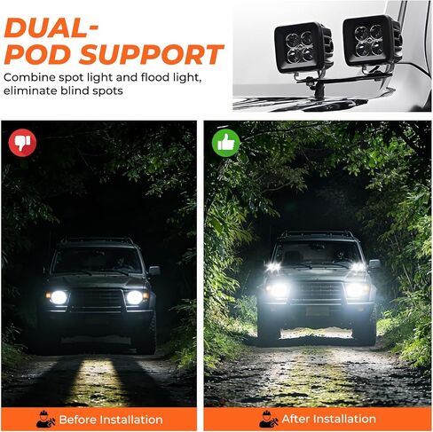 2PCS Steel Ditch Light Bracket Extension, Heavy Duty A-Pillar LED Pod Mounts for Trucks, SUV & Off-Road Vehicles, Black Powder Coated, No-Drill Installation in Saudi Arabia
