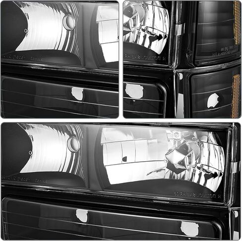 Headlight Assembly for 1994-1998 Chevy C10 Silverado Tahoe Suburban C/K 1500 2500 3500 Blazer, Driver & Passenger Side,Black Housing, OE Replacement (No Bulbs) in Saudi Arabia