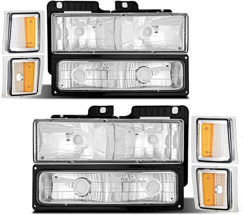 Headlight Assembly for 1994-1998 Chevy C10 Silverado Tahoe Suburban C/K 1500 2500 3500 Blazer, Driver & Passenger Side,Black Housing, OE Replacement (No Bulbs) in Saudi Arabia