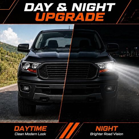 Headlight Assembly for 2019-2023 Ford Ranger XL, XLT Headlamp Pair of Driver Left & Passenger Right Side Replacement Black Housing Amber Reflector in Saudi Arabia