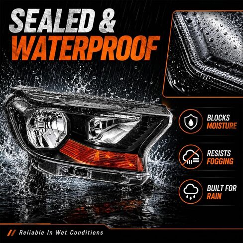 Headlight Assembly for 2019-2023 Ford Ranger XL, XLT Headlamp Pair of Driver Left & Passenger Right Side Replacement Black Housing Amber Reflector in Saudi Arabia