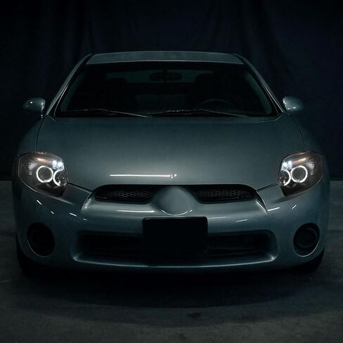 Ronnin - يناسب 2006-2012 Mitsubishi Eclipse زوج تجميع المصابيح الأمامية لجهاز العرض LED ذو الحواف المزدوجة | أسود in Kuwait