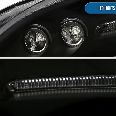 Ronnin - يناسب 2006-2012 Mitsubishi Eclipse زوج تجميع المصابيح الأمامية لجهاز العرض LED ذو الحواف المزدوجة | أسود in Kuwait