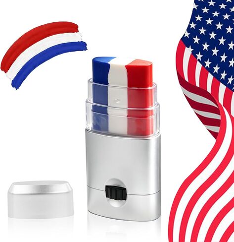 Patriotic Red White Blue Stick Face Paint Independence Day Face Painting Crayons for Face and Body Paint Patriotic 4th of July Face Paint Sports Makeup Baseball Softball Players in Saudi Arabia