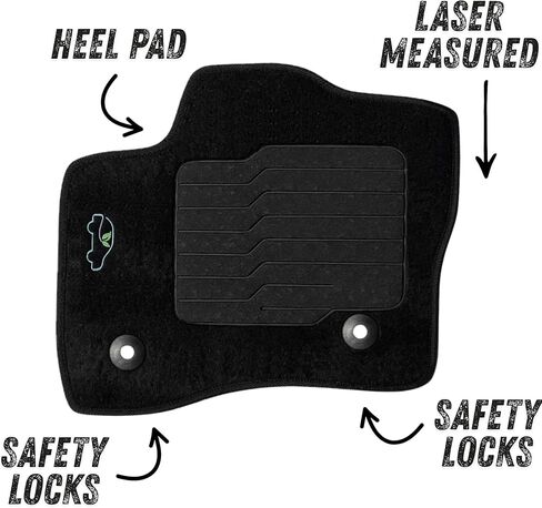 ecoMats Carpet Floor Mats Fit for 2010 to 2019 Ford Taurus, with Non-Slip Driver Heel Pad and Safety Locks, Front and Rear, Black in Saudi Arabia