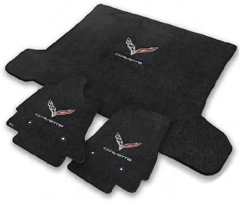 2014-2017 Corvette C7 Coupe Jet Black Floor & Trunk Mat Set - Crossed Flags & Corvette Script in Saudi Arabia