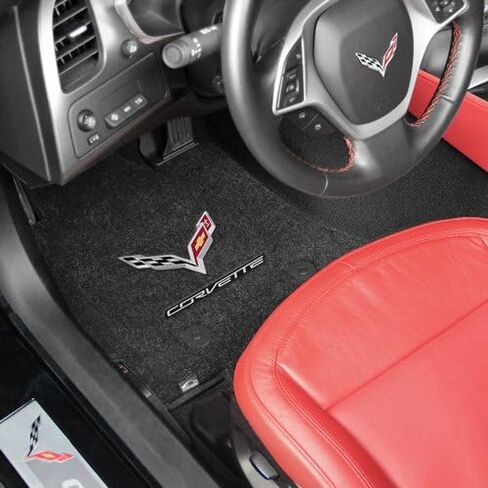 2014-2017 Corvette C7 Coupe Jet Black Floor & Trunk Mat Set - Crossed Flags & Corvette Script in Saudi Arabia