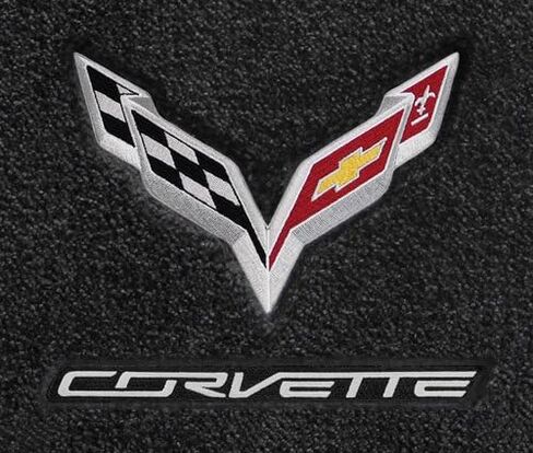 2014-2017 Corvette C7 Coupe Jet Black Floor & Trunk Mat Set - Crossed Flags & Corvette Script in Saudi Arabia