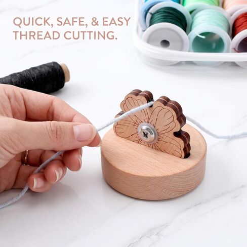 1Pcs Tabletop Blade Saver Yarn Cutter With Anti-Slip Thread Snip Cutters,Stand Wooden Rotary Thread Cutting Tool Sewing Seam Supplies Quilting Notions in Saudi Arabia