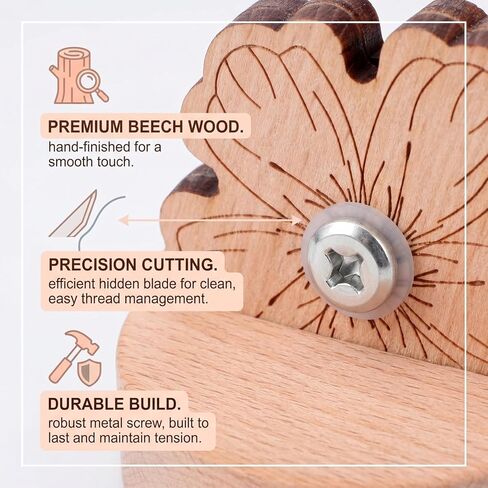 1Pcs Tabletop Blade Saver Yarn Cutter With Anti-Slip Thread Snip Cutters,Stand Wooden Rotary Thread Cutting Tool Sewing Seam Supplies Quilting Notions in Saudi Arabia