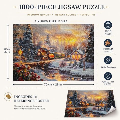 Jigsaw Puzzles for Adults 1000 Pieces Christmas Puzzles Impossible Hard Difficult Challenging Puzzles for Adults Snowy Journey Winter Holiday Jigsaw Puzzle 1000 Pieces 28 x 20 inch in Saudi Arabia