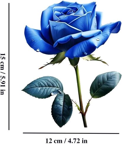 Decorative Blue Rose 3D Stickers 2-Piece Vinyl Material Suitable for car Body Windows Bumpers laptops and Luggage Furniture and Wall Decoration Stickers #3A-14 in Saudi Arabia