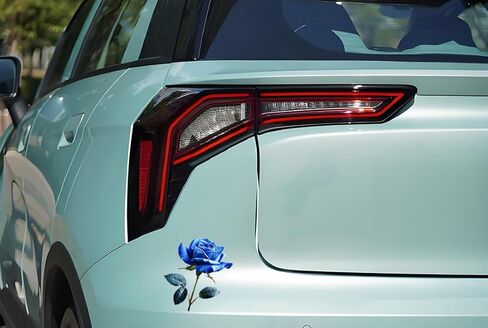 Decorative Blue Rose 3D Stickers 2-Piece Vinyl Material Suitable for car Body Windows Bumpers laptops and Luggage Furniture and Wall Decoration Stickers #3A-14 in Saudi Arabia