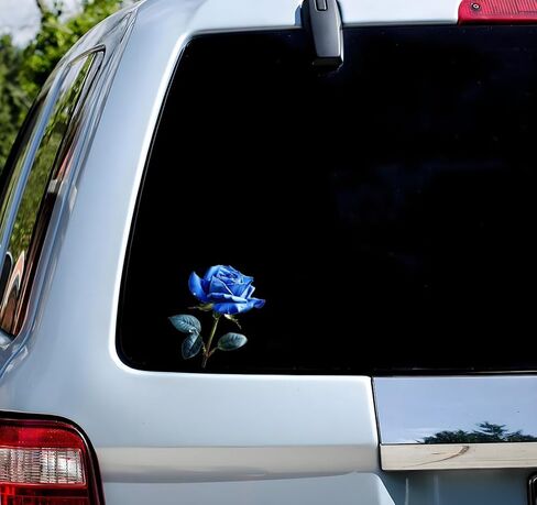 Decorative Blue Rose 3D Stickers 2-Piece Vinyl Material Suitable for car Body Windows Bumpers laptops and Luggage Furniture and Wall Decoration Stickers #3A-14 in Saudi Arabia