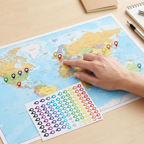 Map Location Markers Stickers, 500 Pcs 0.5x0.35inch Colored Map Marking Stickers Self Adhesive Peel and Stick Indicator Labels for Marking Camping and Adventure Locations or Travel Destinations in Kuwait