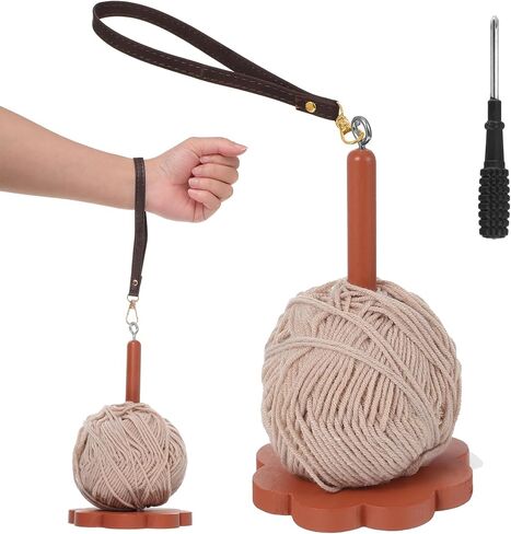 Molain Wrist Yarn Holder, Wooden Twizzling Yarn Portable Yarn Ball Minder Stand with Crossbody Strap Organizer Crochet Accessories for Crocheting Knitting Supplies Gift for Crafters in Kuwait