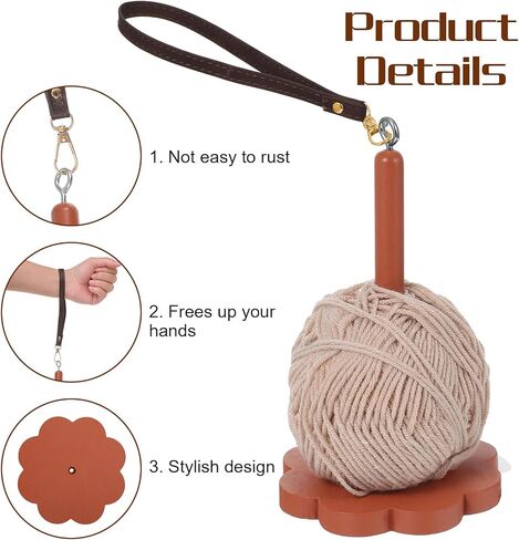 Molain Wrist Yarn Holder, Wooden Twizzling Yarn Portable Yarn Ball Minder Stand with Crossbody Strap Organizer Crochet Accessories for Crocheting Knitting Supplies Gift for Crafters in Kuwait