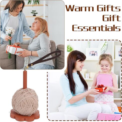 Molain Wrist Yarn Holder, Wooden Twizzling Yarn Portable Yarn Ball Minder Stand with Crossbody Strap Organizer Crochet Accessories for Crocheting Knitting Supplies Gift for Crafters in Kuwait