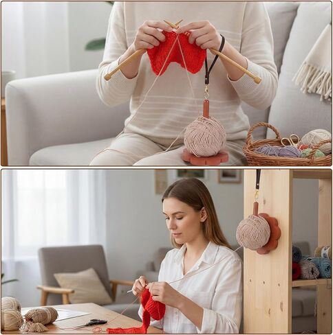 Molain Wrist Yarn Holder, Wooden Twizzling Yarn Portable Yarn Ball Minder Stand with Crossbody Strap Organizer Crochet Accessories for Crocheting Knitting Supplies Gift for Crafters in Kuwait