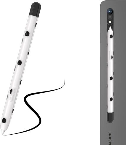 LOVE MEI Silicone Pencil Case Compatible with Galaxy Tab S7//S8/S9/S10 Series Polka Dot Crystal Pen Case Cover Sleeve Non-Slip Smooth Grip (Black) in Saudi Arabia