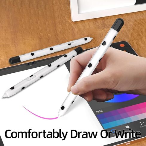 LOVE MEI Silicone Pencil Case Compatible with Galaxy Tab S7//S8/S9/S10 Series Polka Dot Crystal Pen Case Cover Sleeve Non-Slip Smooth Grip (Black) in Saudi Arabia