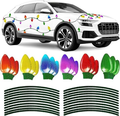 KatchOn, Christmas Car Magnets Decorations Set - Pack of 100 | Magnetic Christmas Lights for Car | 48 Reflective Light Bulb Magnet Decorations | 52 Magnetic Wire for Car Magnet Christmas Decorations in Kuwait