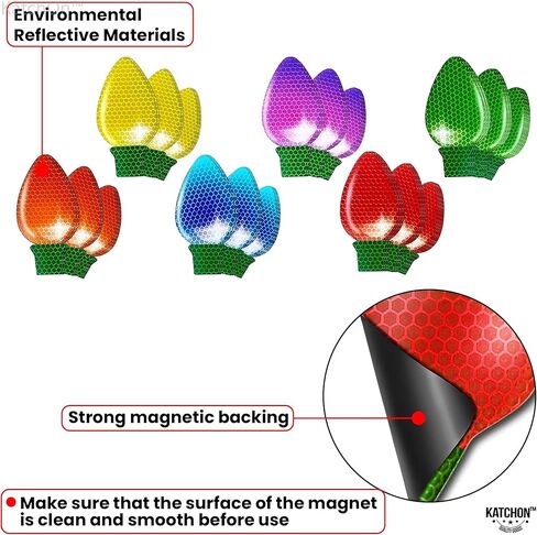 KatchOn, Christmas Car Magnets Decorations Set - Pack of 100 | Magnetic Christmas Lights for Car | 48 Reflective Light Bulb Magnet Decorations | 52 Magnetic Wire for Car Magnet Christmas Decorations in Kuwait