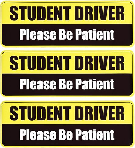 3 Pcs Student Driver Car Magnets, Magnetic Student Driver Stickers for Cars, Reflective Magnet Bumper Sticker for New Drivers, Removable Rectangular Safety Sign for Novice in Saudi Arabia