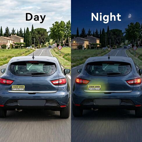 3 Pcs Student Driver Car Magnets, Magnetic Student Driver Stickers for Cars, Reflective Magnet Bumper Sticker for New Drivers, Removable Rectangular Safety Sign for Novice in Saudi Arabia