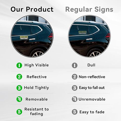 3 Pcs Student Driver Car Magnets, Magnetic Student Driver Stickers for Cars, Reflective Magnet Bumper Sticker for New Drivers, Removable Rectangular Safety Sign for Novice in Saudi Arabia