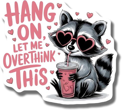Cute Raccoon Magnet - Funny Fridge Magnet - Overthinking Raccoon Decor - Heart Sunglasses Magnet - Kitchen Decoration Decorative Magnet Decorative Magnet AAMT0948 in Kuwait