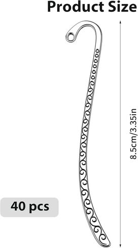40 Pcs Metal Book Mark,Antique Silver Bookmark Charms – Vintage Bookmark Charm with Loop, Multi-Use Hairpin Clips & Jewelry Making Charms for DIY Crafters in Saudi Arabia