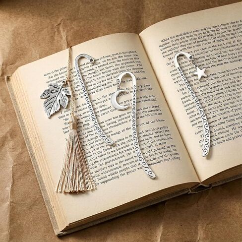 40 Pcs Metal Book Mark,Antique Silver Bookmark Charms – Vintage Bookmark Charm with Loop, Multi-Use Hairpin Clips & Jewelry Making Charms for DIY Crafters in Saudi Arabia