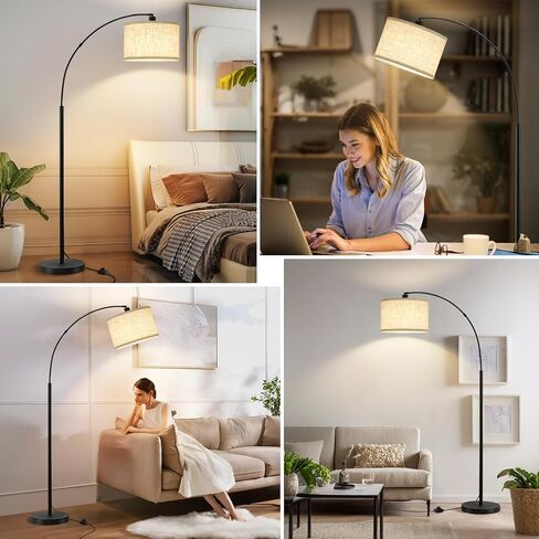 71" Arc Floor Lamps for Living Room, Standing Lamp with Adjustable Head, Tall Pole Lamp with Foot Switch, Arched Reading Light for Bedroom, Office, 9W Adjustable Color Temperatures Bulb Included in Saudi Arabia