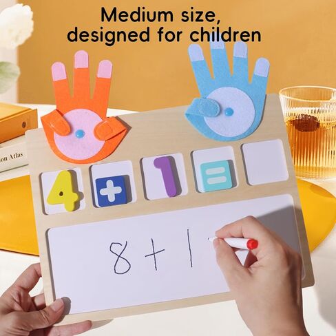 BESTAMTOY Montessori Math Board Toy - Double-Sided Finger Counting & Number Tracing Board Number Blocks, Wooden Math Manipulatives for Kids Ages 3-6, Preschool Classroom Homeschool Educational Games in Kuwait