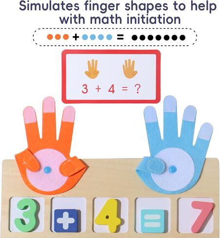 BESTAMTOY Montessori Math Board Toy - Double-Sided Finger Counting & Number Tracing Board Number Blocks, Wooden Math Manipulatives for Kids Ages 3-6, Preschool Classroom Homeschool Educational Games in Kuwait