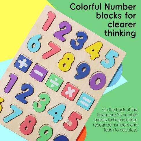 BESTAMTOY Montessori Math Board Toy - Double-Sided Finger Counting & Number Tracing Board Number Blocks, Wooden Math Manipulatives for Kids Ages 3-6, Preschool Classroom Homeschool Educational Games in Kuwait