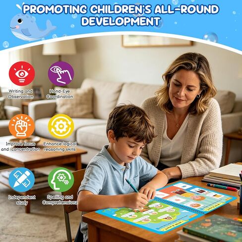 Preschool Learning Activities, Tracing Books for Kids 3+, 54 Reusable Toddler Learning Activities Book, Toddler Handwriting Practice, Montessori Travel Educational Toys, Gifts for Kids Ages 3+ in Saudi Arabia