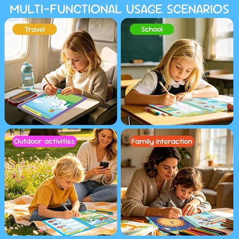 Preschool Learning Activities, Tracing Books for Kids 3+, 54 Reusable Toddler Learning Activities Book, Toddler Handwriting Practice, Montessori Travel Educational Toys, Gifts for Kids Ages 3+ in Saudi Arabia