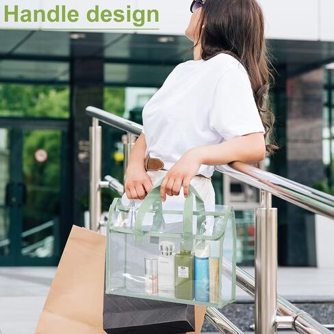 YOPCDJ 4 Pcs Clear Tote Bag, Large Makeup Bags, Clear PVC Cosmetic Bag Organizer, Multifunction Travel Toiletry Bag for Women, Transparent Beach Tote Bags, Transparent Organizer Storage Bags in Kuwait