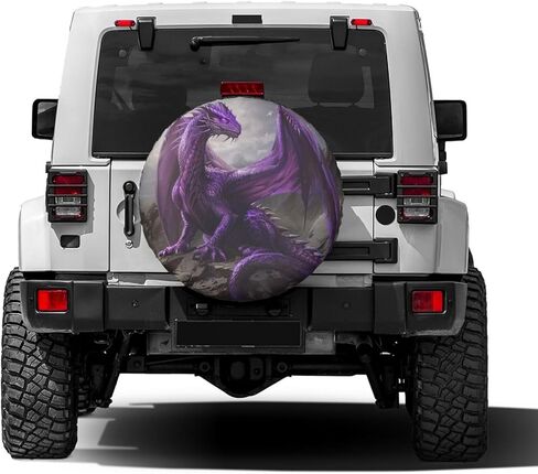Delerain Spare Tire Cover Cool Purple Dragon Wheel Covers Waterproof Dust-Proof UV Sun Universal Fit for Trailer RV SUV Truck and Many Vehicle (17 Inch for Diameter 31"-33") in Kuwait