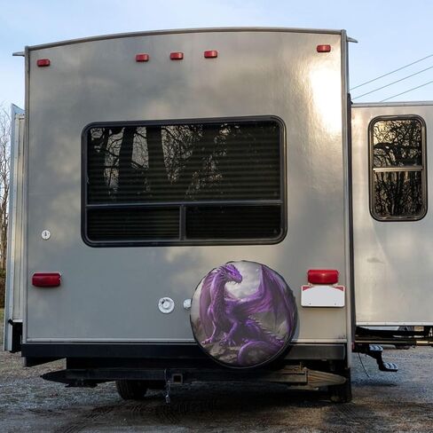 Delerain Spare Tire Cover Cool Purple Dragon Wheel Covers Waterproof Dust-Proof UV Sun Universal Fit for Trailer RV SUV Truck and Many Vehicle (17 Inch for Diameter 31"-33") in Kuwait
