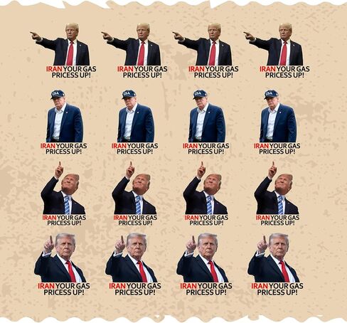 Iran Your Gas Prices Up Trump Parody Stickers, 16 Pack, 2 Inch, Vinyl, Waterproof, Glossy Finish, Multicolor, for Laptop, Tumbler, Car, Helmet in Saudi Arabia
