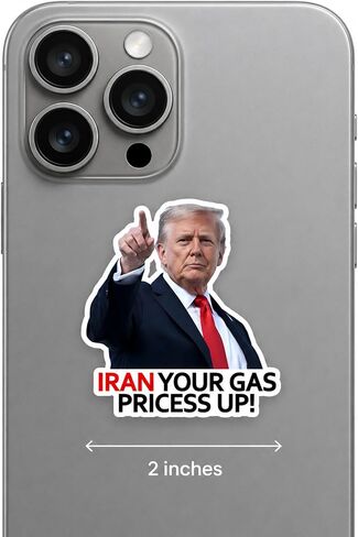 Iran Your Gas Prices Up Trump Parody Stickers, 16 Pack, 2 Inch, Vinyl, Waterproof, Glossy Finish, Multicolor, for Laptop, Tumbler, Car, Helmet in Saudi Arabia