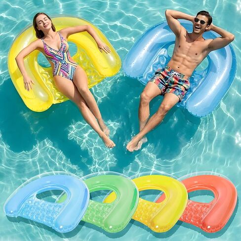 3-in-1 Pool Floats Adult, Mood-Boosting Colors, 46"X36", XL Size, Blue Multi-Purpose Inflatable Pool Toys for Pool Party, Beach, Lake, River, Sea, Outdoor in Saudi Arabia