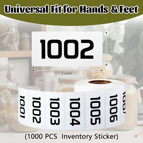 1001-2000 Pieces Consecutively Numbered Labels - 3" x 1.5" Inventory Numbered Sticker Self Adhesive Laminated Vinyl for Home Warehouses Offices Storage in Saudi Arabia