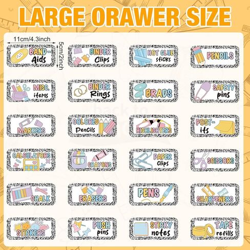 Gueevin 84 Pcs Teacher Toolbox Labels Bulk Pastel Composition Tool Box Storage Stickers for Classroom Decoration Self Adhesive Colorful Drawer Tag for Back to School Supplies in Kuwait