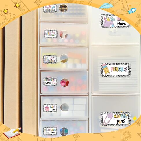 Gueevin 84 Pcs Teacher Toolbox Labels Bulk Pastel Composition Tool Box Storage Stickers for Classroom Decoration Self Adhesive Colorful Drawer Tag for Back to School Supplies in Kuwait