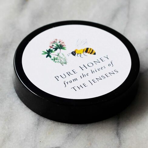 Personalized Honey Labels - Wildflower and Hovering Bee Graphic - 18 Labels per Package (2" Round) in Kuwait